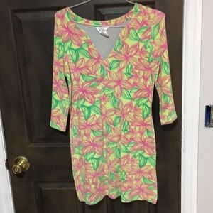 Bright yellow floral vintage Lilly Pulitzer wt tag Beach coverup dress XS RARE